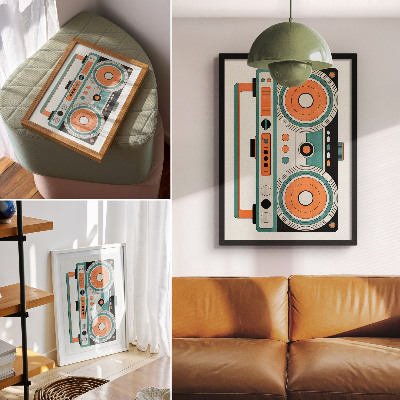 Kunstdruck leinwand Retro-Stil mit ausdrucksstarken Formen und Kontrasten