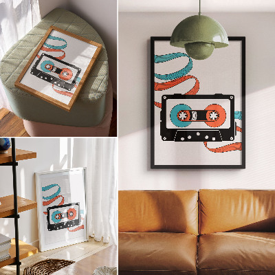 Wandposter Retro-Pop-Art-Kassette mit farbenfrohen Markierungen