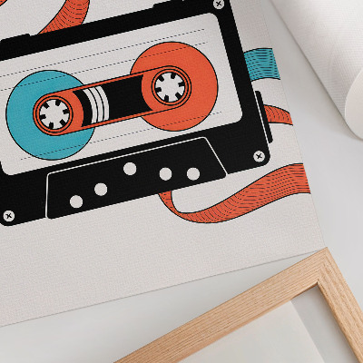 Wandposter Retro-Pop-Art-Kassette mit farbenfrohen Markierungen