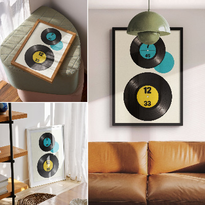 Poster Moderne Vinyl-Schallplatten gelb türkis