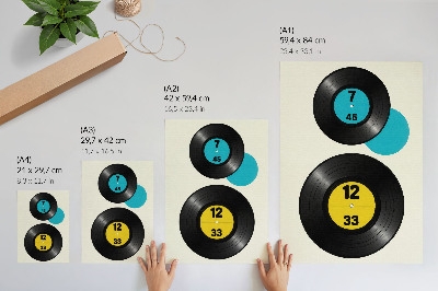 Poster Moderne Vinyl-Schallplatten gelb türkis