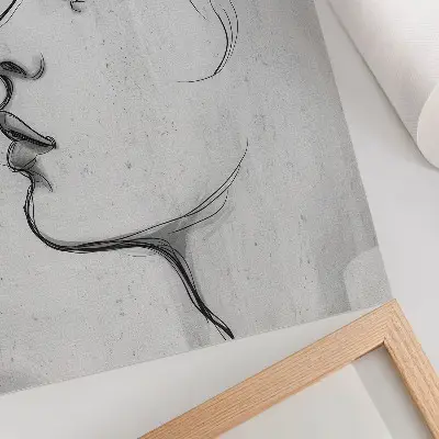 Poster minimalistische Gesichtskontur als moderne Skizze