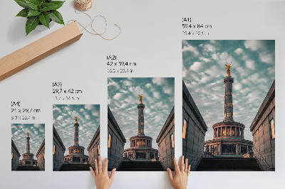Kunstdruck leinwand Eine elegante Säule mit einem Engel und moderner Architektur