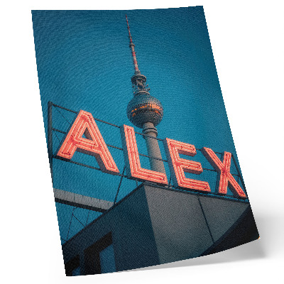 Wandposter Turm, Neonstadt, Abendhimmel im Kontrast