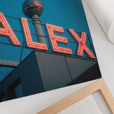 Wandposter Turm, Neonstadt, Abendhimmel im Kontrast