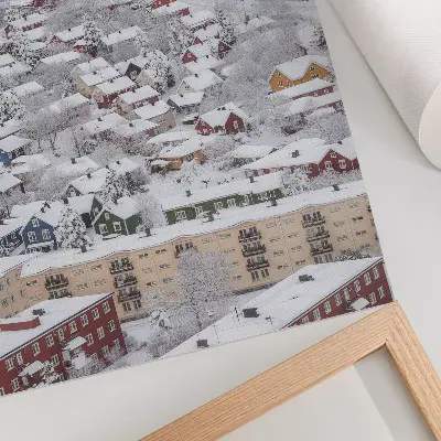 Poster bunte Häuser und Winterberge in Harmonie mit der Natur