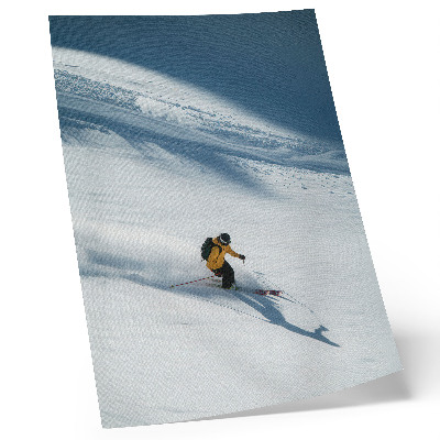 Kunstdruck leinwand Skifahrer gelbe Jacke Schneehang Schatten