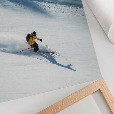 Kunstdruck leinwand Skifahrer gelbe Jacke Schneehang Schatten