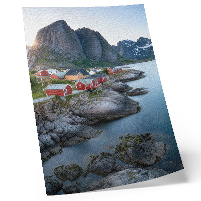 Poster Ferienhäuser am Meer, Berge, Ruhe, Naturlandschaft