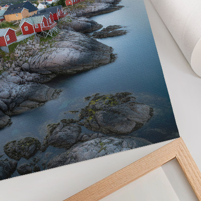 Poster Ferienhäuser am Meer, Berge, Ruhe, Naturlandschaft