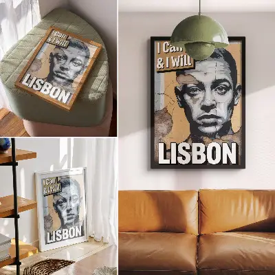 Kunstdruck auf Leinwand Streetstyle Motiv mit Gesicht und motivierender Inschrift