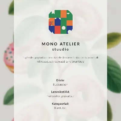 Wandposter rosa Knospen an grünen Zweigen mit Blättern im humorvollen Stil