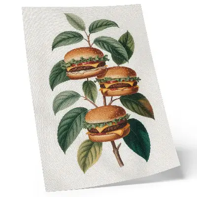 Poster hamburger an den Ästen eines grünen Baums