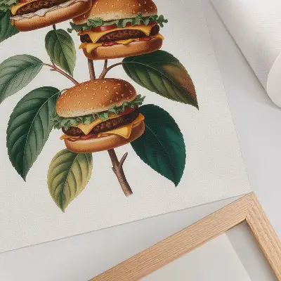 Poster hamburger an den Ästen eines grünen Baums
