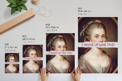 Poster Porträt einer Frau, die mit typografischen Klassikern spielt