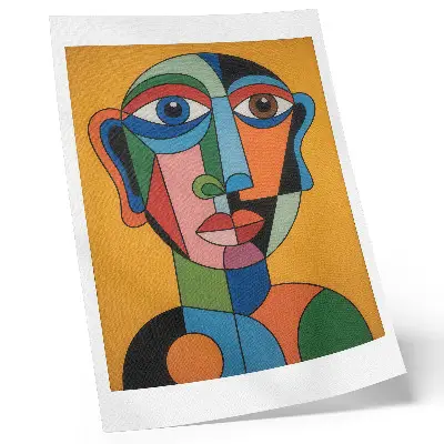 Wandposter geometrisches Porträt in leuchtenden Farben im modernen Stil