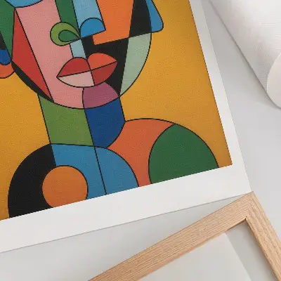 Wandposter geometrisches Porträt in leuchtenden Farben im modernen Stil