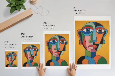 Wandposter Geometrisches Porträt in leuchtenden Farben, moderner Stil
