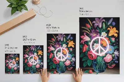 Poster ein bunter Blumenstrauß als Symbol des Friedens