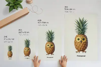 Kunstdruck auf Leinwand mit fantasievoller Kombination aus Ananas und Eule