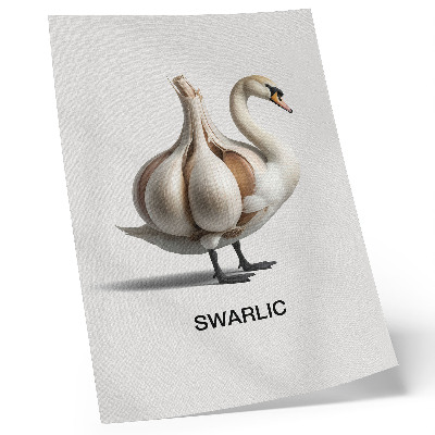Poster Schwan kombiniert mit Knoblauch-Surrealismus