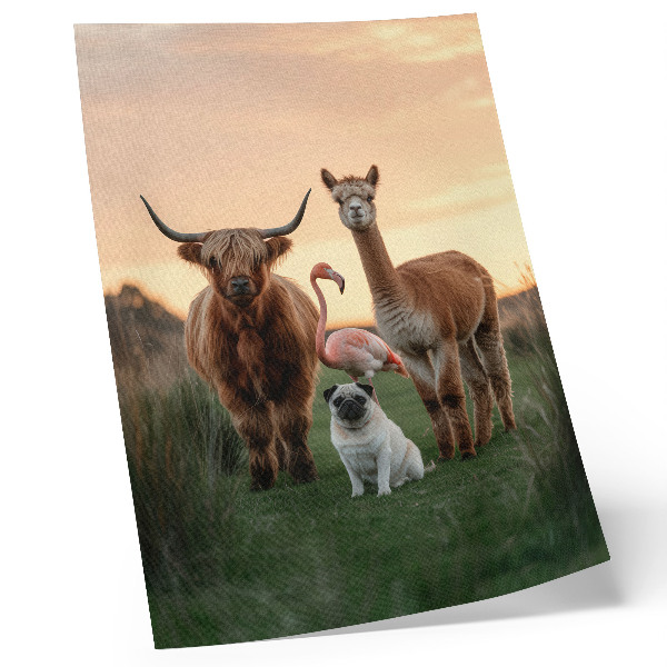 Poster Tiere vor dem Hintergrund eines Sonnenuntergangs, die Harmonie der Natur