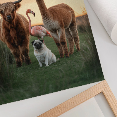 Poster Tiere vor dem Hintergrund eines Sonnenuntergangs, die Harmonie der Natur