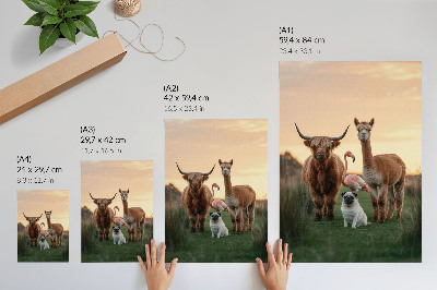Poster Tiere vor dem Hintergrund eines Sonnenuntergangs, die Harmonie der Natur