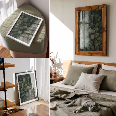 Wandposter Waldlandschaft von oben mit verschiedenen Blattfarben