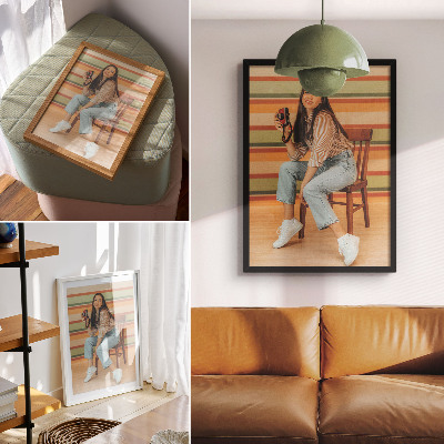Poster Retro-Inspiration, positive Vibes, horizontale Streifen