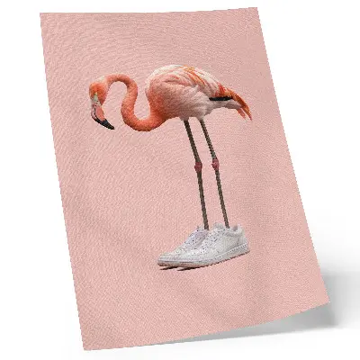 Wandposter Flamingorosa Sportschuhe vor rosa Hintergrund