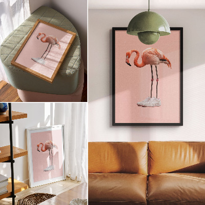 Wandposter Flamingorosa Sportschuhe, rosa Hintergrund