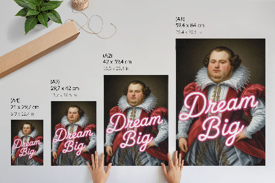 Kunstdruck leinwand Historisches Porträt, Neoninschrift im Kontrast zu modernen