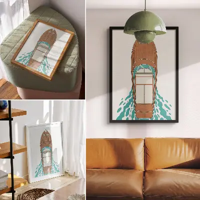 Wandposter die Eleganz einer Yacht mit Linien, Symmetrie und Minimalismus