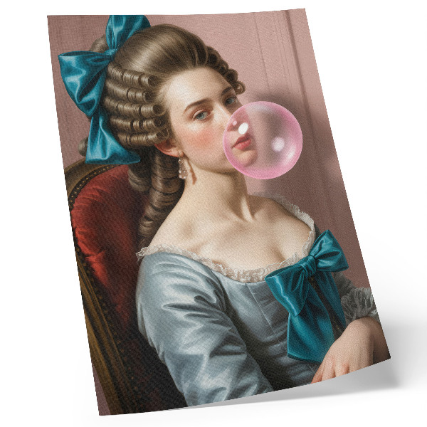 Wandposter Porträt einer Frau mit Kaugummi, Retro-Stil