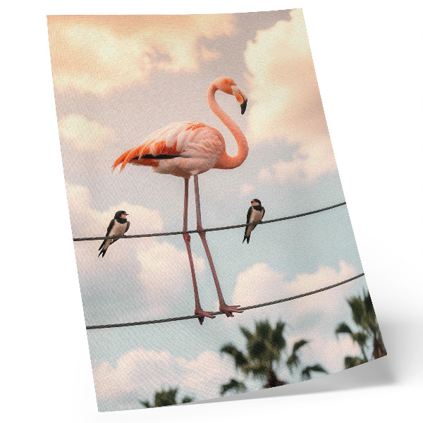 Poster Flamingo Himmel Wolken Schwalben natürlich