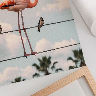 Poster Flamingo Himmel Wolken Schwalben natürlich