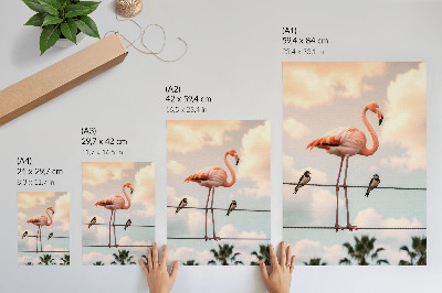 Poster Flamingo Himmel Wolken Schwalben natürlich