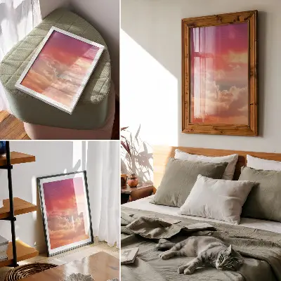 Kunstdruck auf Leinwand pastellfarbene Wolken bei einem friedlichen Sonnenuntergang