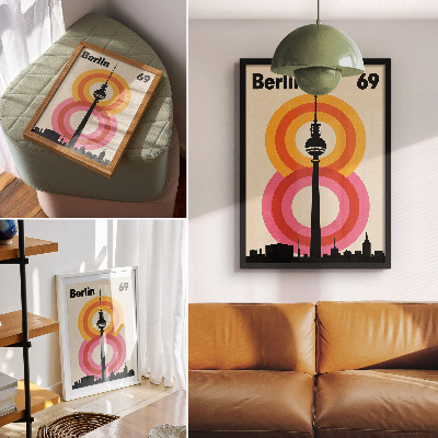 Wandposter Retro-Atmosphäre Turm Kreis bunte Ringe
