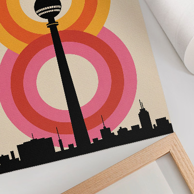 Wandposter Retro-Atmosphäre Turm Kreis bunte Ringe