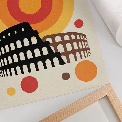Kunstdruck auf Leinwand künstlerische Retro-Darstellung des Kolosseums mit Kreismotiven