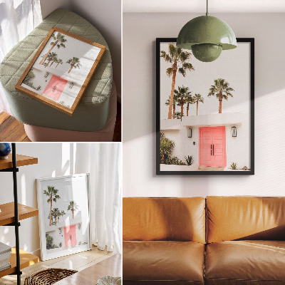 Wandposter Palmen, moderne Architektur, leuchtende Farben