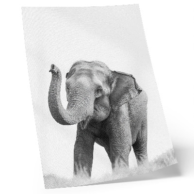 Poster Schwarzer Elefant mit erhobenem Rüssel