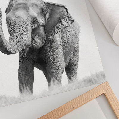 Poster Schwarzer Elefant mit erhobenem Rüssel