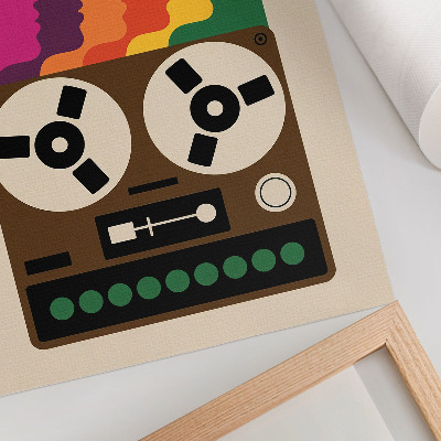 Kunstdruck leinwand Bunte Silhouetten eines Retro-Tonbandgeräts