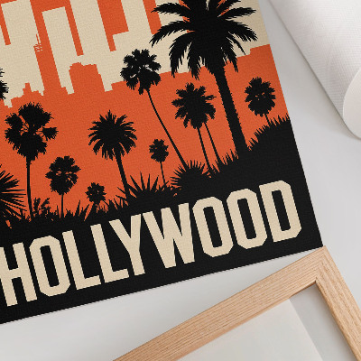 Wandposter Silhouetten von Palmen in einer modernen Großstadtatmosphäre