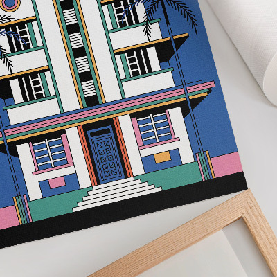 Poster Art déco, tropische Farben, Palmen, Energie – Miami
