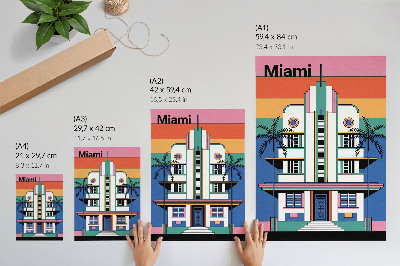 Poster Art déco, tropische Farben, Palmen, Energie – Miami
