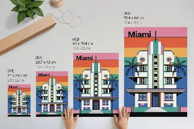 Poster mit Art-déco-Motiv in tropischen Farben und Palmen-Design für Miami-Feeling